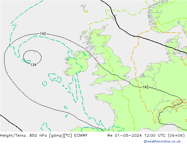 Z500/Rain (+SLP)/Z850 ECMWF  01.05.2024 12 UTC