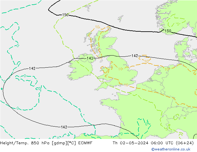 Z500/Rain (+SLP)/Z850 ECMWF Th 02.05.2024 06 UTC