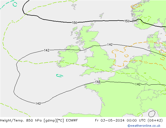 Z500/Rain (+SLP)/Z850 ECMWF Fr 03.05.2024 00 UTC