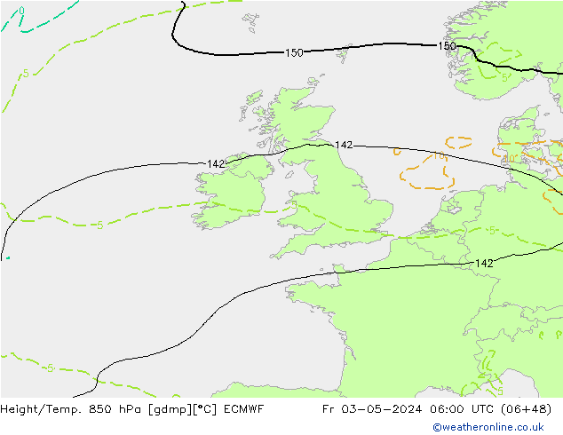 Z500/Yağmur (+YB)/Z850 ECMWF Cu 03.05.2024 06 UTC