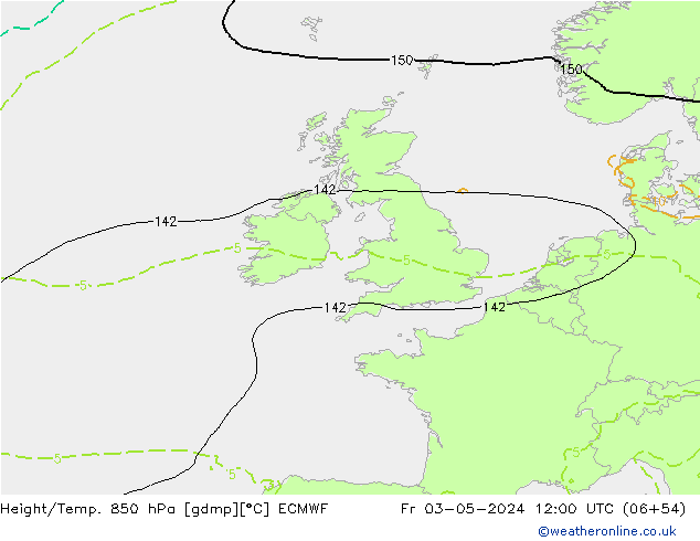 Z500/Regen(+SLP)/Z850 ECMWF vr 03.05.2024 12 UTC