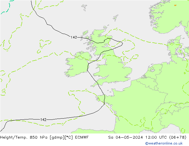 Z500/Rain (+SLP)/Z850 ECMWF Sa 04.05.2024 12 UTC