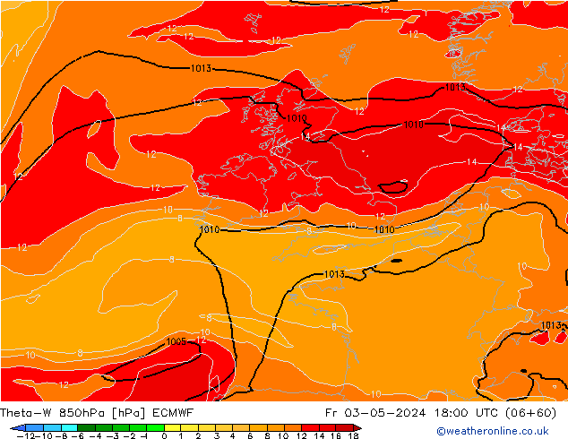 Theta-W 850hPa ECMWF Fr 03.05.2024 18 UTC