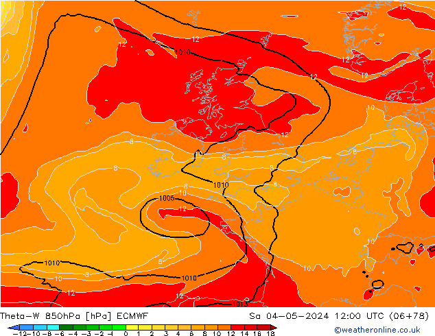 Theta-W 850hPa ECMWF Sáb 04.05.2024 12 UTC