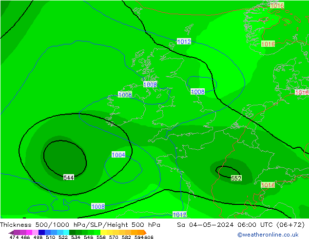 Dikte 500-1000hPa ECMWF za 04.05.2024 06 UTC