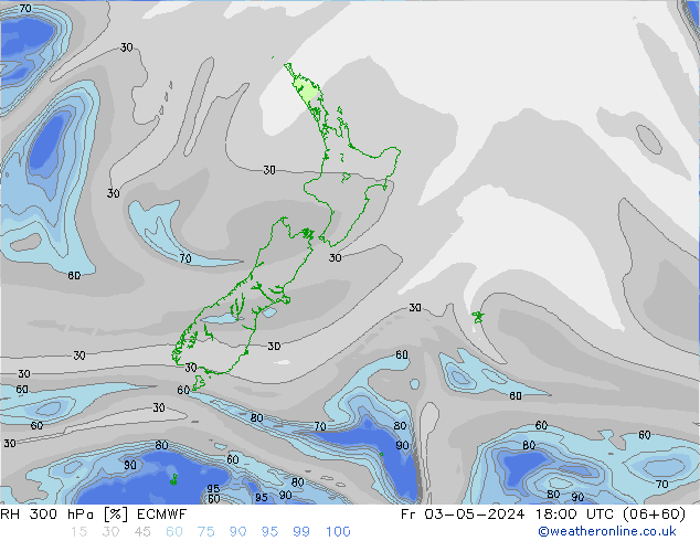 RH 300 hPa ECMWF Fr 03.05.2024 18 UTC