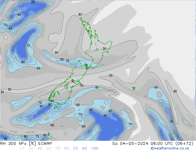 RH 300 hPa ECMWF sab 04.05.2024 06 UTC