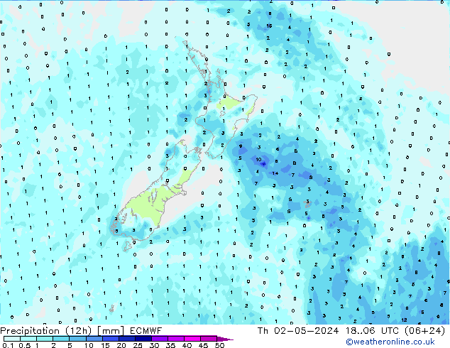 осадки (12h) ECMWF чт 02.05.2024 06 UTC