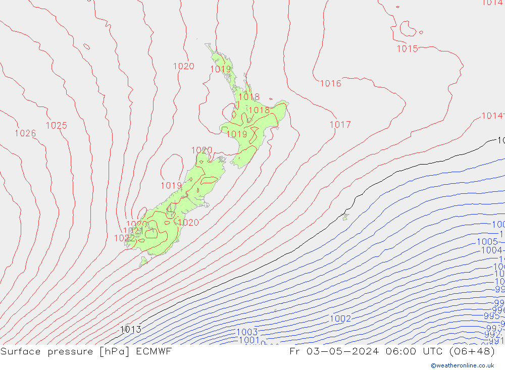 Surface pressure ECMWF Fr 03.05.2024 06 UTC