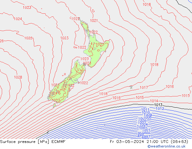 Pressione al suolo ECMWF ven 03.05.2024 21 UTC