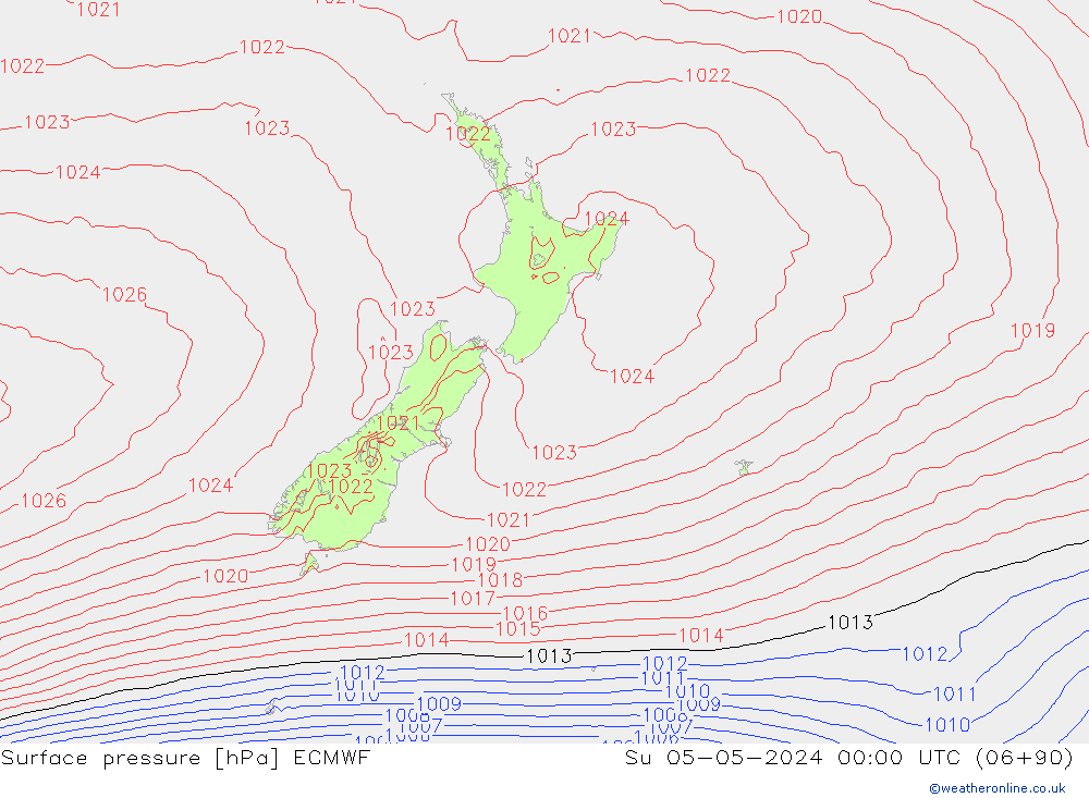 Surface pressure ECMWF Su 05.05.2024 00 UTC