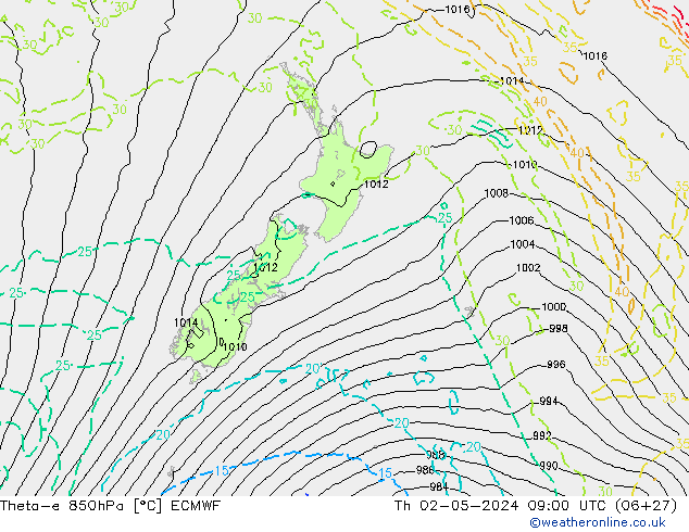 Theta-e 850hPa ECMWF Per 02.05.2024 09 UTC