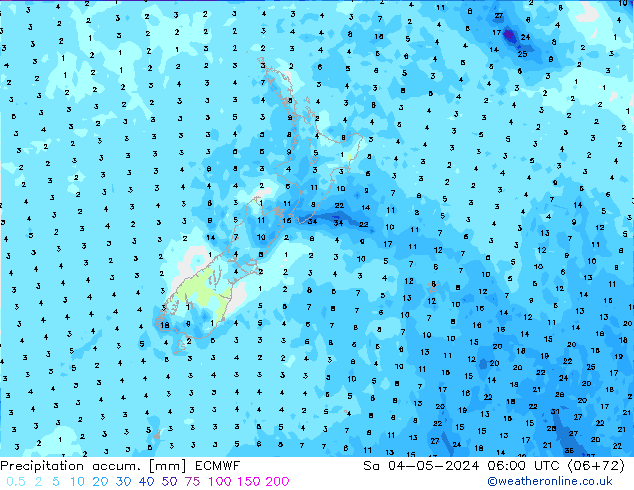 Precipitation accum. ECMWF sab 04.05.2024 06 UTC