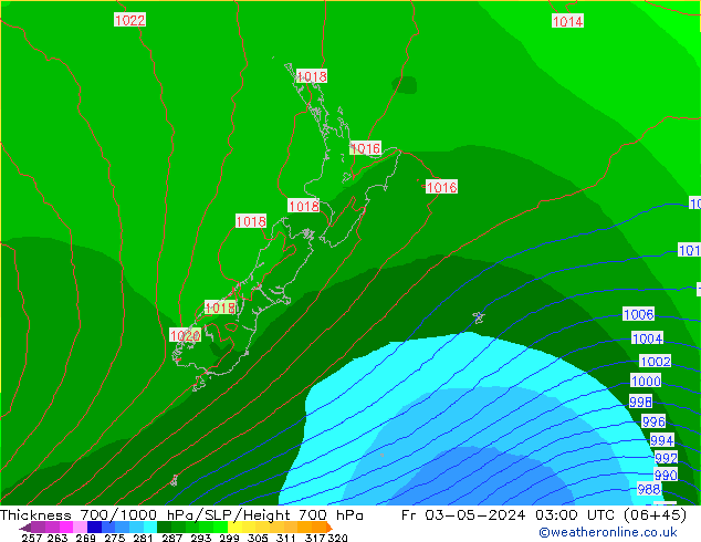 Dikte700-1000 hPa ECMWF vr 03.05.2024 03 UTC