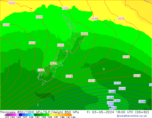 Thck 850-1000 hPa ECMWF ven 03.05.2024 18 UTC