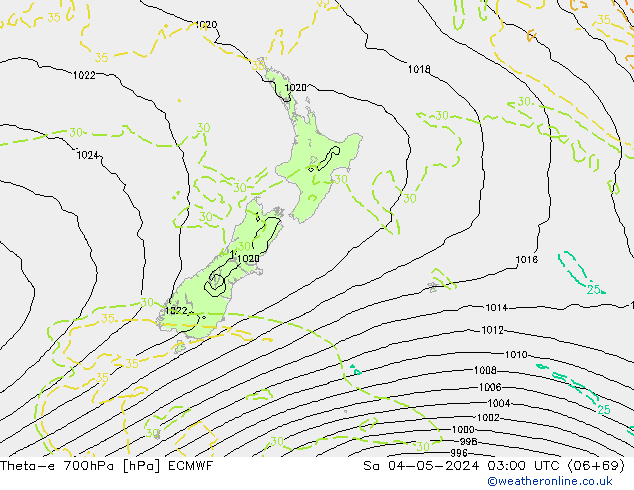 Theta-e 700hPa ECMWF Sa 04.05.2024 03 UTC