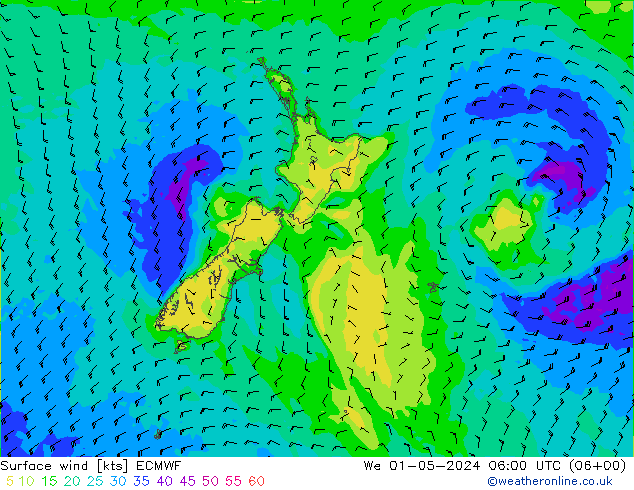 Wind 10 m ECMWF wo 01.05.2024 06 UTC