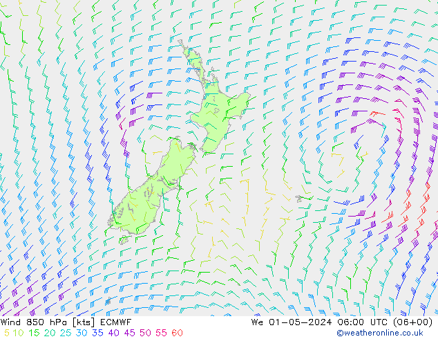 Wind 850 hPa ECMWF St 01.05.2024 06 UTC