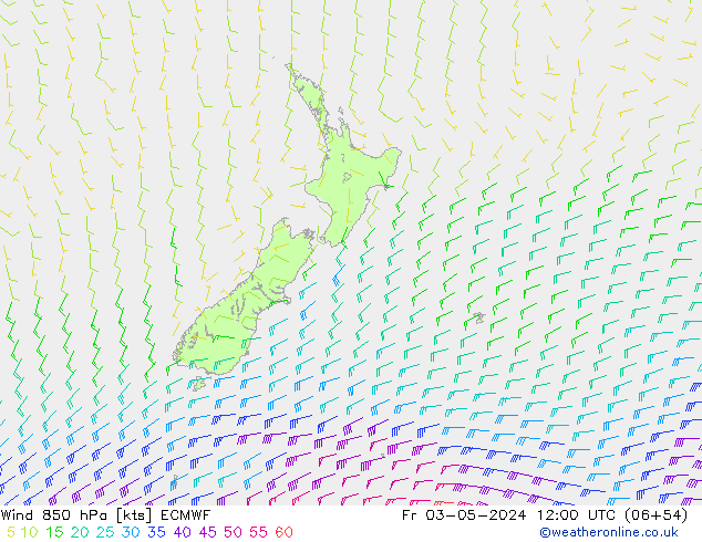 Wind 850 hPa ECMWF Fr 03.05.2024 12 UTC