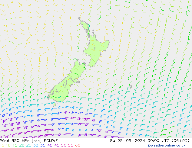 Wind 850 hPa ECMWF Su 05.05.2024 00 UTC