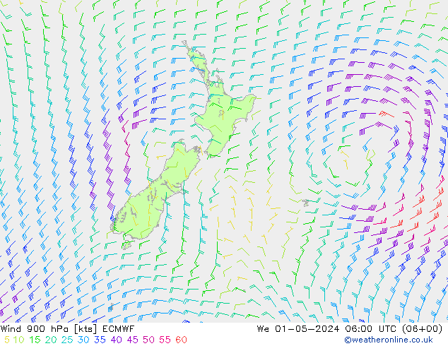 Wind 900 hPa ECMWF wo 01.05.2024 06 UTC