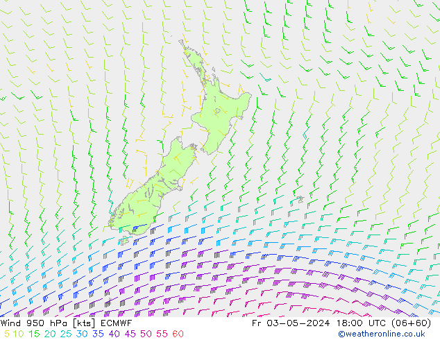 Prec 6h/Wind 10m/950 ECMWF пт 03.05.2024 18 UTC