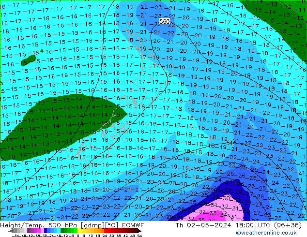 Z500/Rain (+SLP)/Z850 ECMWF gio 02.05.2024 18 UTC