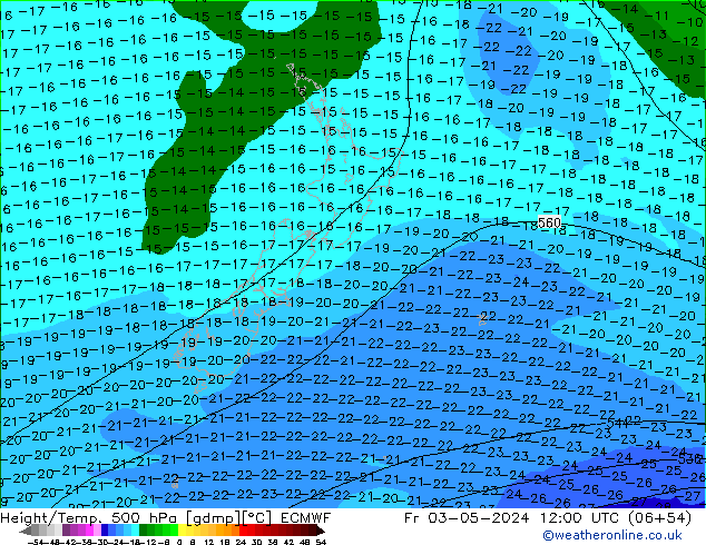 Z500/Yağmur (+YB)/Z850 ECMWF Cu 03.05.2024 12 UTC