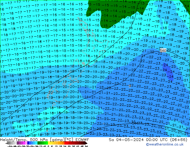 Z500/Yağmur (+YB)/Z850 ECMWF Cts 04.05.2024 00 UTC