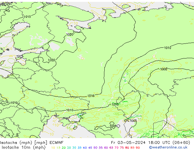 Isotachs (mph) ECMWF Sex 03.05.2024 18 UTC