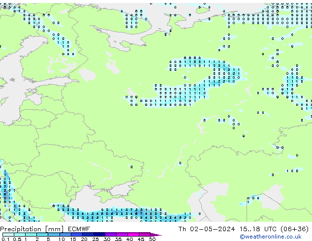 осадки ECMWF чт 02.05.2024 18 UTC