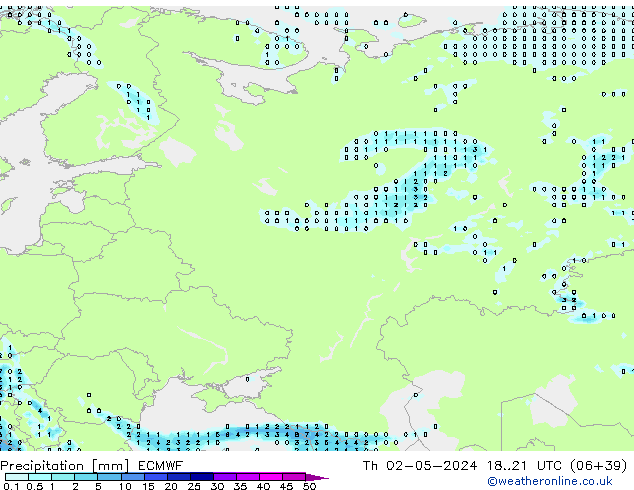 Precipitation ECMWF Th 02.05.2024 21 UTC