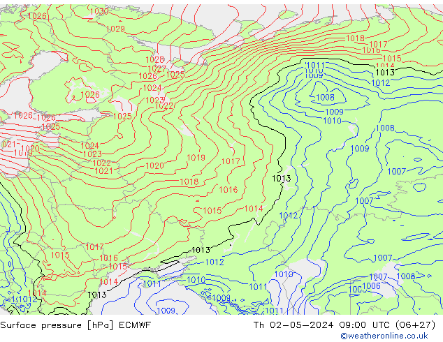 Surface pressure ECMWF Th 02.05.2024 09 UTC