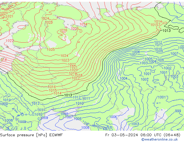 приземное давление ECMWF пт 03.05.2024 06 UTC