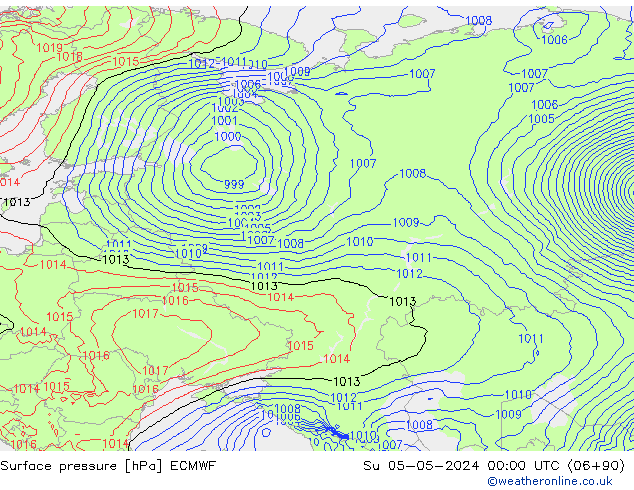 Surface pressure ECMWF Su 05.05.2024 00 UTC