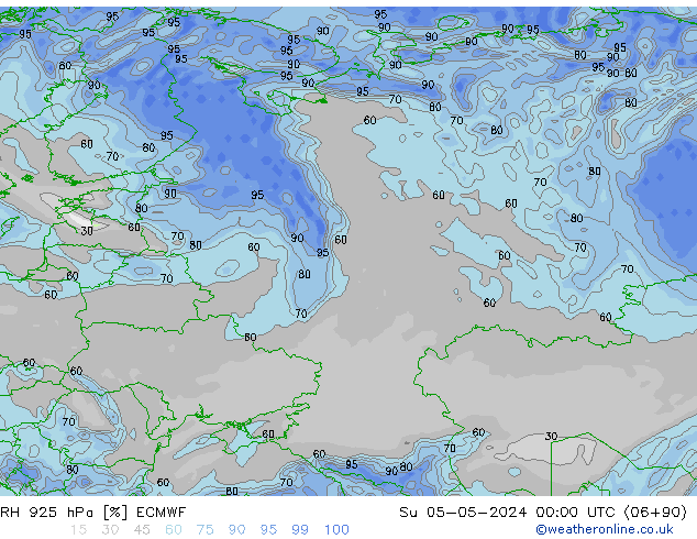 RH 925 hPa ECMWF Ne 05.05.2024 00 UTC