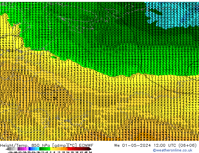 Z500/Rain (+SLP)/Z850 ECMWF ср 01.05.2024 12 UTC