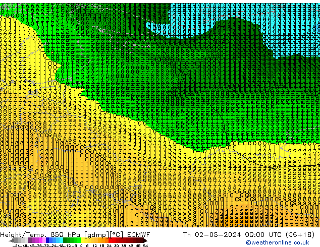 Z500/Rain (+SLP)/Z850 ECMWF Čt 02.05.2024 00 UTC