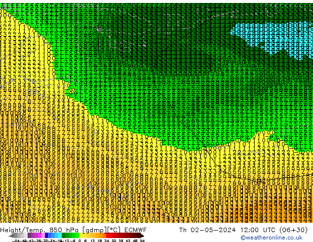 Z500/Rain (+SLP)/Z850 ECMWF  02.05.2024 12 UTC