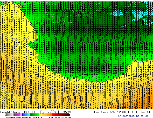 Height/Temp. 850 hPa ECMWF ven 03.05.2024 12 UTC