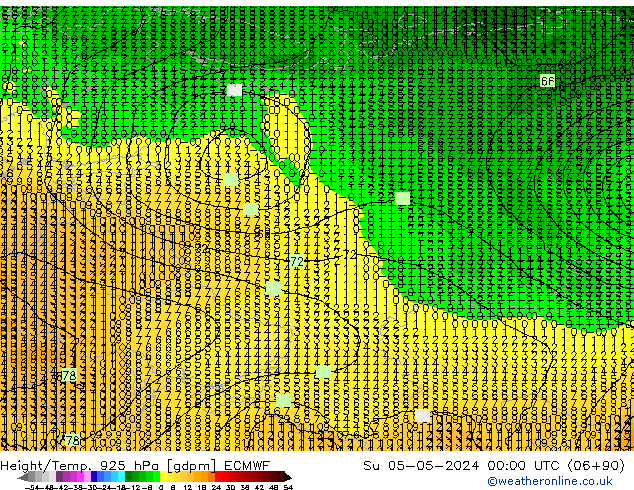 Height/Temp. 925 hPa ECMWF Su 05.05.2024 00 UTC