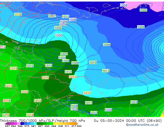 Thck 700-1000 hPa ECMWF dom 05.05.2024 00 UTC