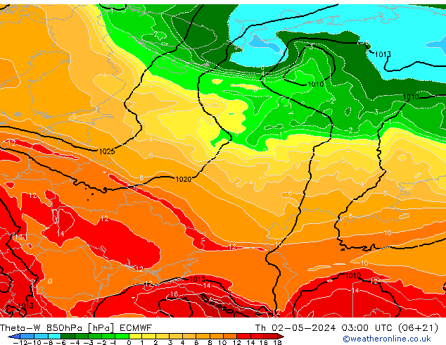 Theta-W 850hPa ECMWF Th 02.05.2024 03 UTC