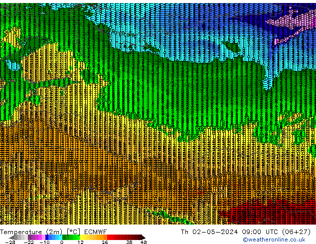 Temperature (2m) ECMWF Th 02.05.2024 09 UTC