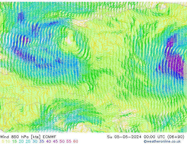 Wind 850 hPa ECMWF Su 05.05.2024 00 UTC