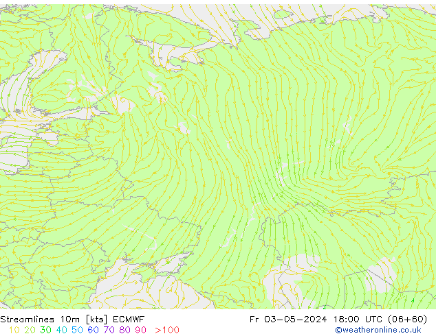 Linha de corrente 10m ECMWF Sex 03.05.2024 18 UTC