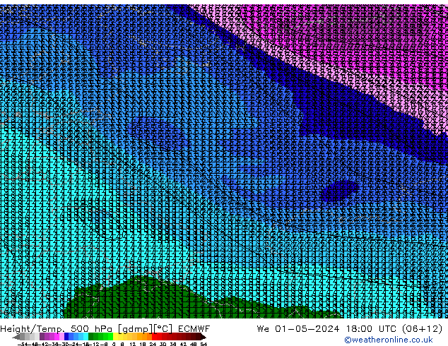Z500/Rain (+SLP)/Z850 ECMWF Mi 01.05.2024 18 UTC