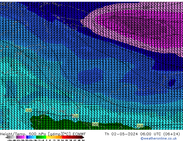 Z500/Rain (+SLP)/Z850 ECMWF Čt 02.05.2024 06 UTC