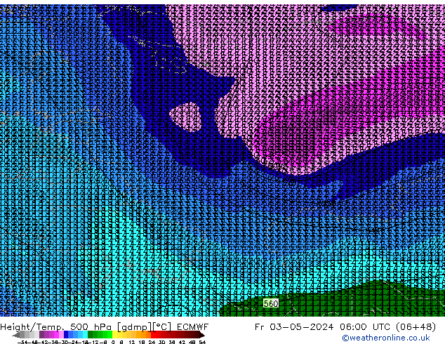 Z500/Rain (+SLP)/Z850 ECMWF Fr 03.05.2024 06 UTC