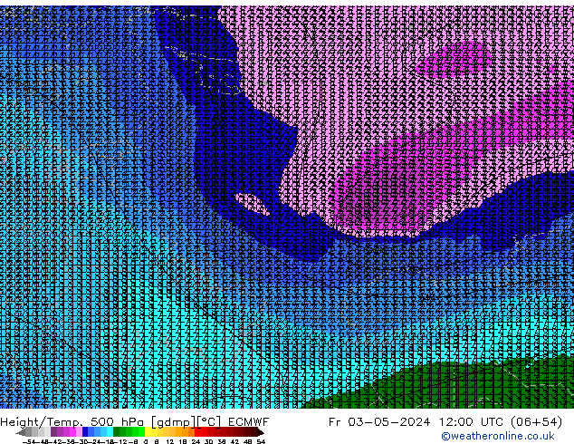 Z500/Rain (+SLP)/Z850 ECMWF Pá 03.05.2024 12 UTC